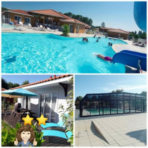 Chalet dans résidence de vacances, 3 chambres, piscines, jacuzzi, au bord du lac